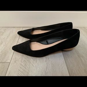 ZARA Black Suede Pointed Low Heel Flat